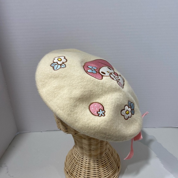 Sanrio My Melody Beret Embroidered Wool Pink Hello Kitty Hat - Picture 2 of 8